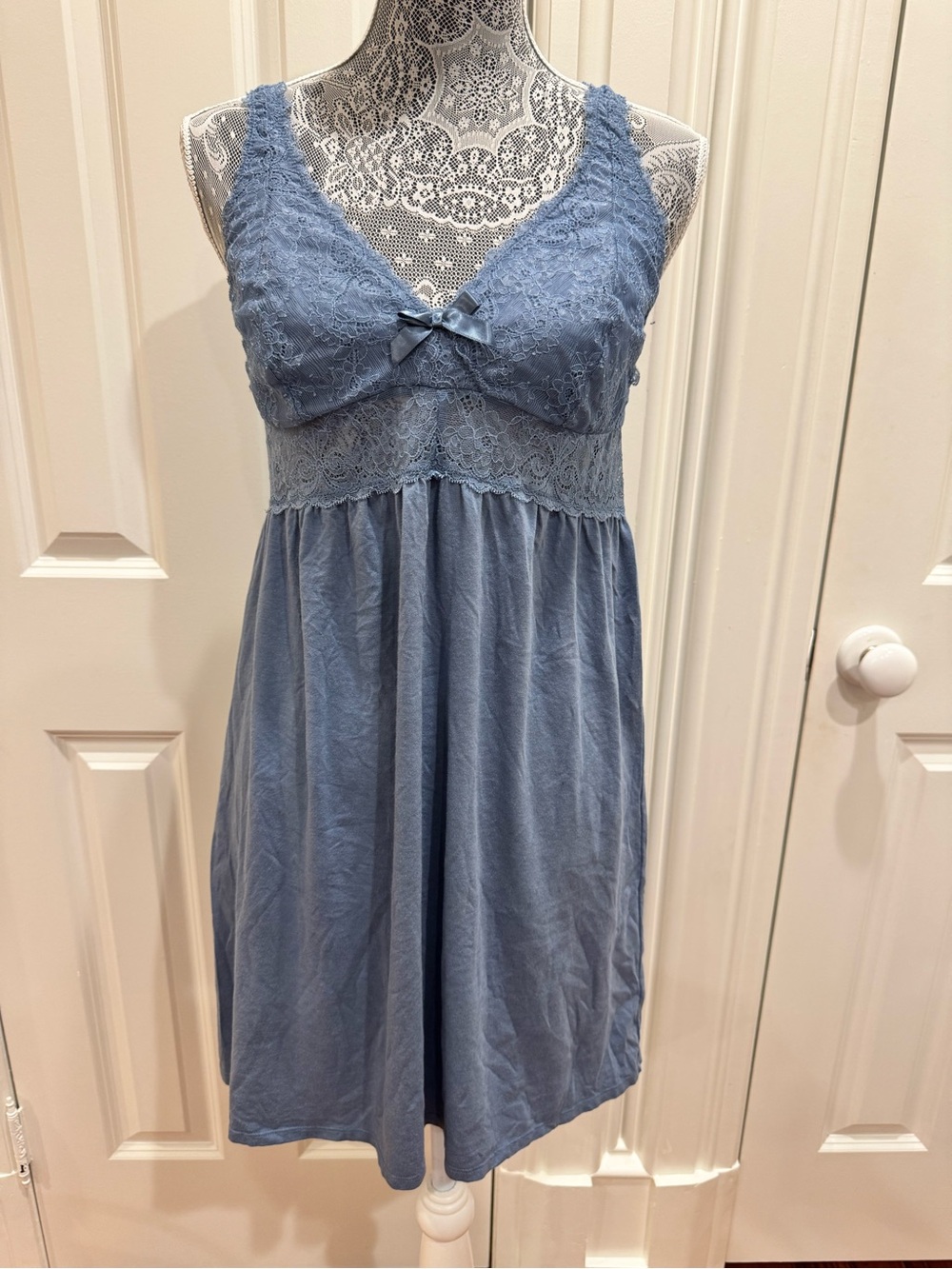 Blue Lace Babydoll Dress/Chemise  Size L
Coquette Fairycore Cottagecore